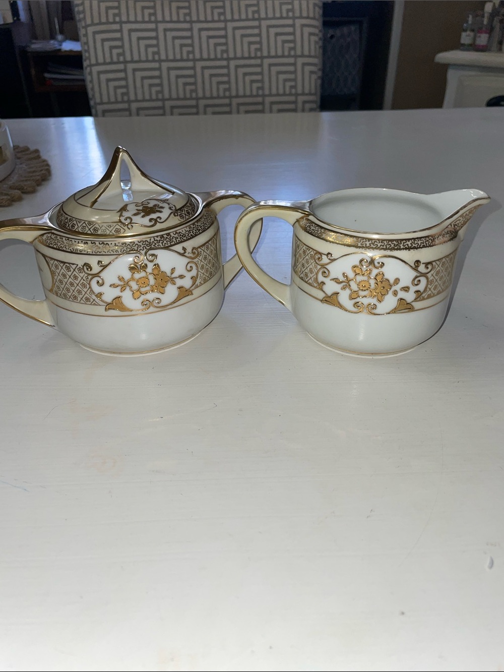 Vintage Morimura Brothers Noritake sugar bowl creamer art deco
